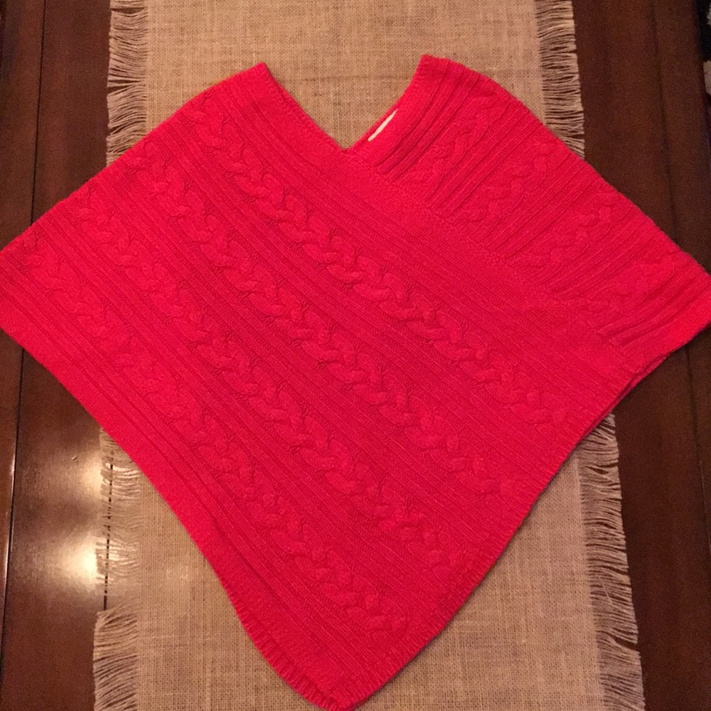 LOFT❤️Red Crochet Poncho (One Size Fits Most) - Picture 3 of 5